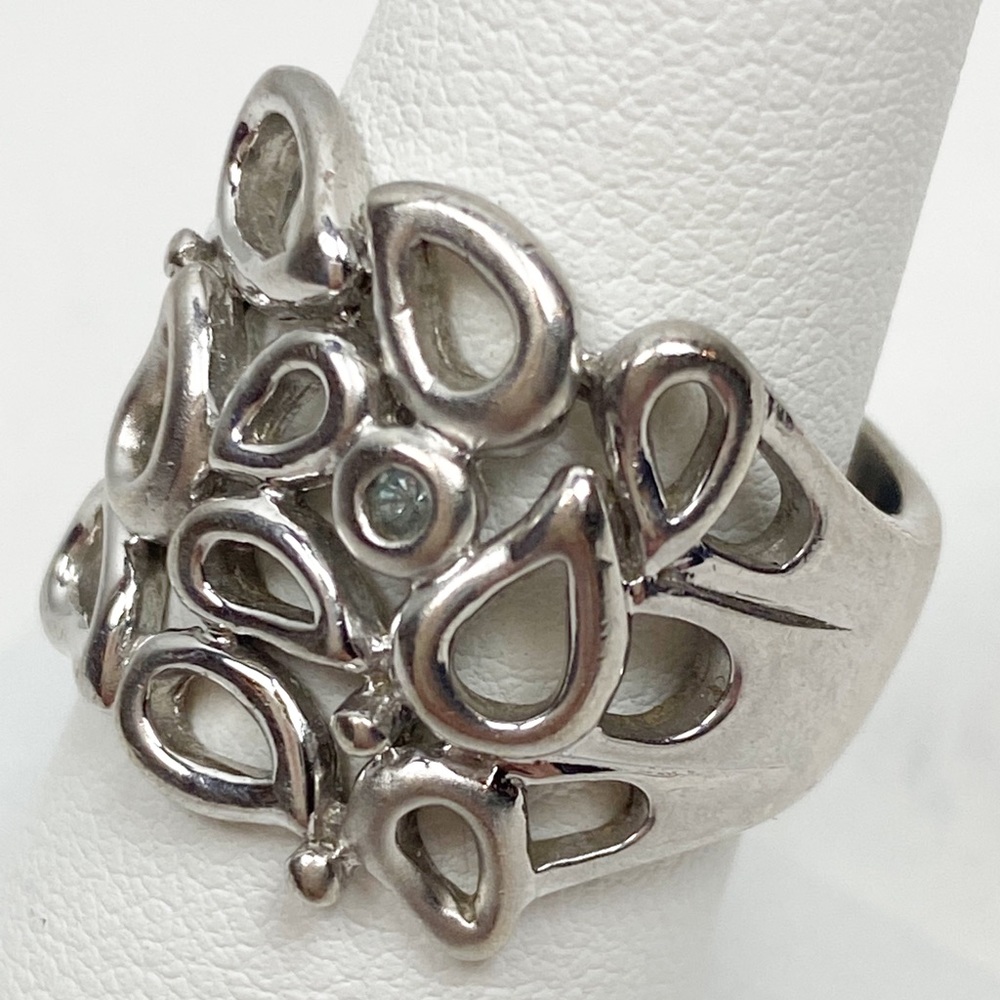 Sterling Silver 925 Vintage Teardrop and Scroll Design Statement Ring - Picture 4 of 11
